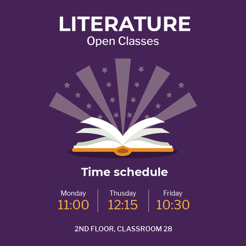 Literature Class Schedule With Open Book Icon Sign Template